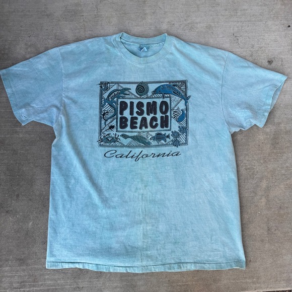 Hanes Beefy-T Other - Vintage Hanes Beefy-T Pismo Beach California Graphic T-Shirt Teal XL USA Made
